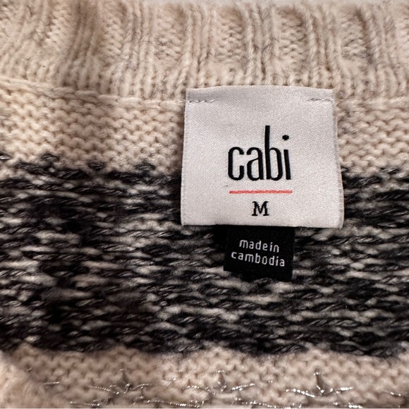 Women's Cabi Black and Cream Winter Patterned Sweater - Picture 9 of 12